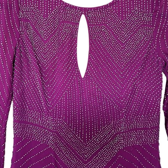NWOT Aidan Mattox Magenta Beaded Keyhole Cutout Dress Size 2 - Picture 3 of 6